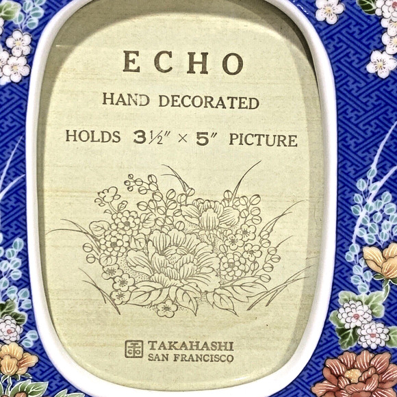 Takahashi ECHO Porcelain Easel Style Photo Frame Picture Holder 3.5" X 5" Oval - Picture 2 of 9